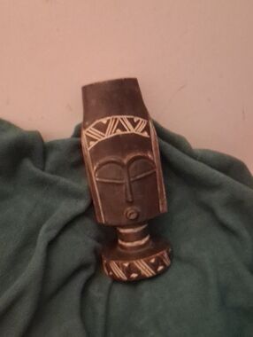 Others Follow Brown Wooden Tribal Bust with Ivory Detailing